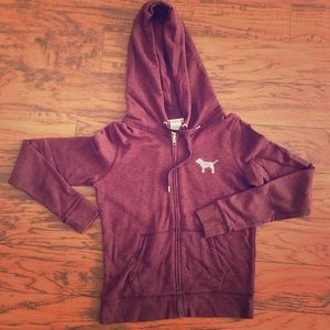 Maroon Sequined PINK Zip up hoodie size small